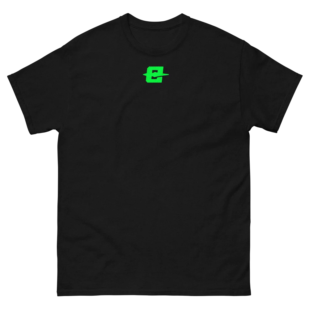T-shirt EXODE BETTER noir, face à plat : petit logo EXODE vert